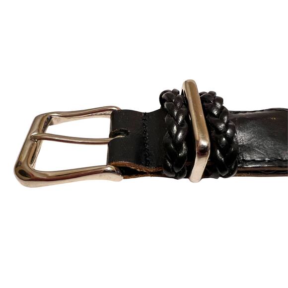 Talbots Braided Leather Belt in Black Leather and Silver Buckle Women's Large - Picture 5 of 8